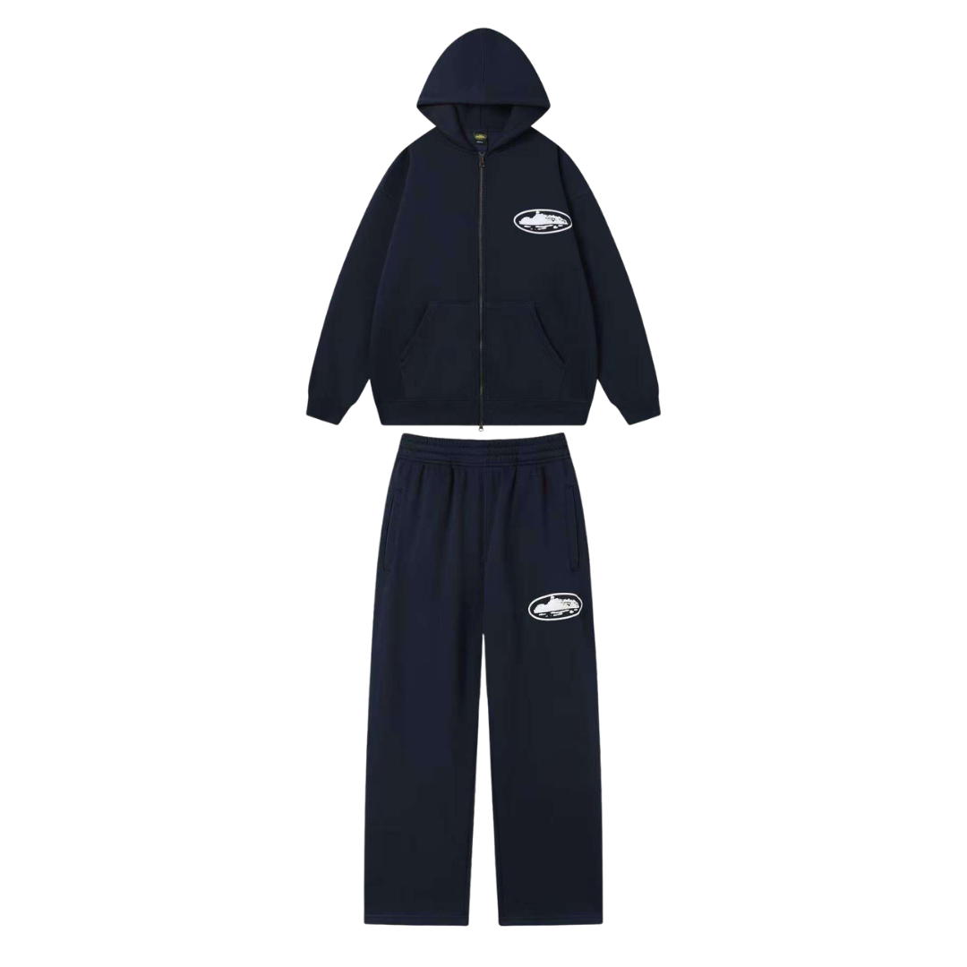 CORTEIZ ZIP UP HOODIE SET "NAVY BLUE"
