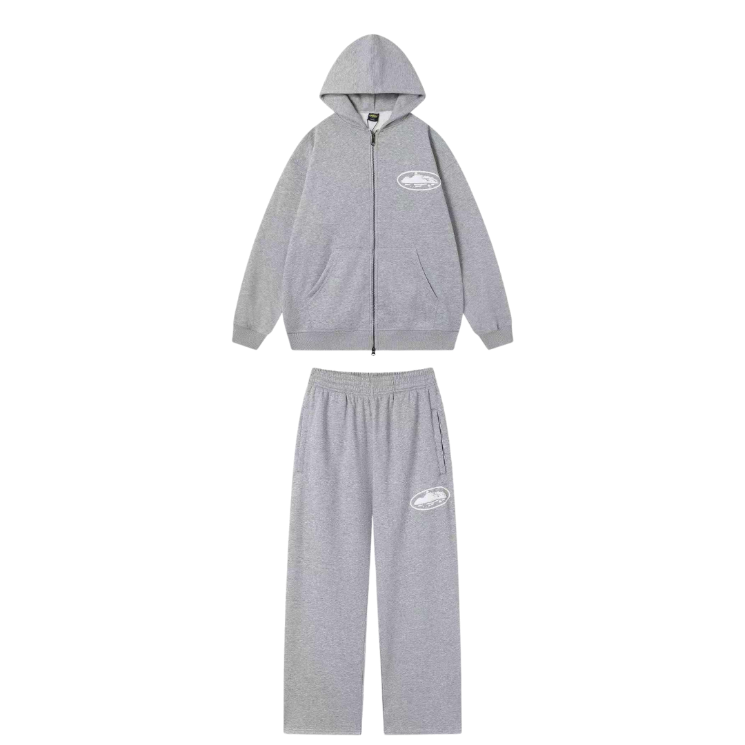 CORTEIZ ZIP UP HOODIE SET "GREY"