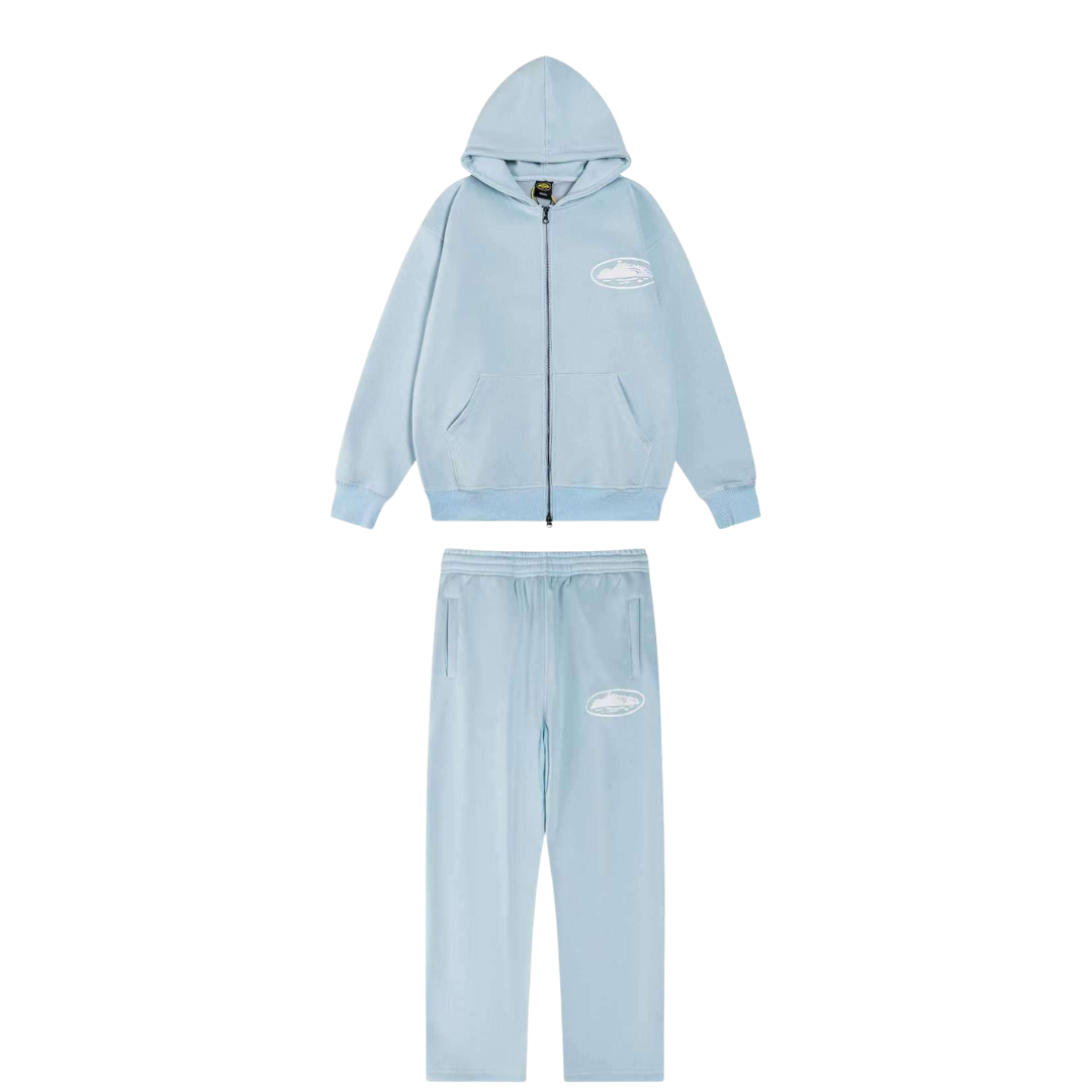 CORTEIZ ZIP UP HOODIE SET "SKY BLUE"